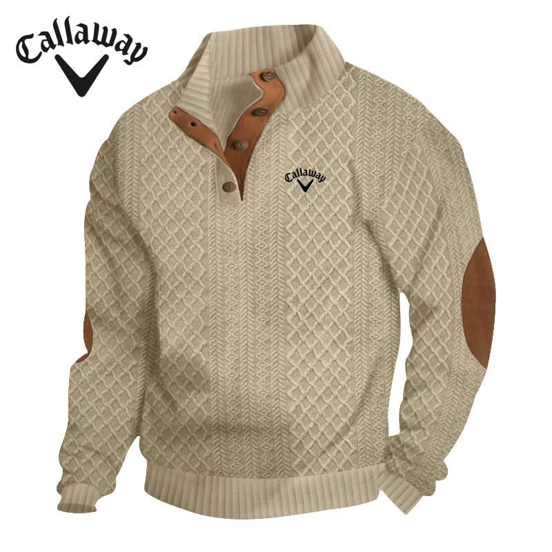 

Мужская повседневная толстовка Callaway с воротником-стойкой и длинными рукавами, с вышивкой, на осень и зиму, больших размеров, с жаккардовым узором XL