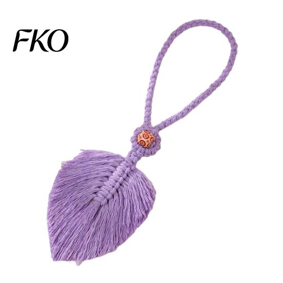 Hand-Knotted Curtain Strap Braided Leaf Tieback, Boho Cotton Rope Holder, Fringe Living Room Tieback Edge Knotted Draperies Holder for Bedroom