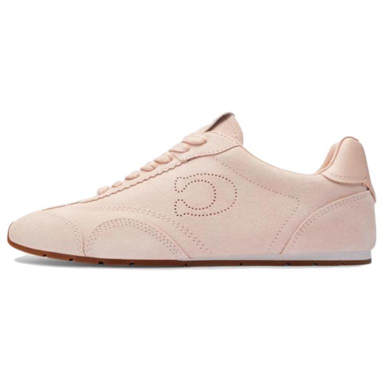 Coach De Training Lambskin Leather Round Toe Lace-Up Low-Top Casual Shoes Women Sneakers Pink CAQ41-BLH