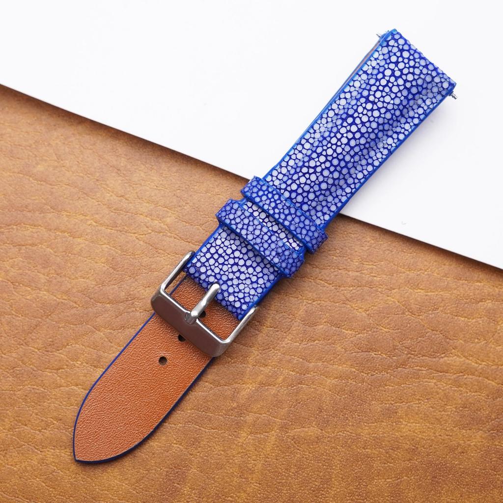18mm Blue Stingray Leather Watch Galusha Replacement Watch Handmade Watch Strap with Wrist Blue [vinacreations] Strap, Strap, Band, Men's Buckle,