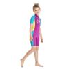 Girls UV Protection Swimsuit One-Piece Short Sleeve Rash Guard With Shorts UPF 50 Quick Dry Nylon Spandex Swimming Pool Beach