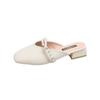 Baotou half slippers female summer wear thick heel temperament fairy evening wind pearl word with Mary Jane single shoes cool slippers