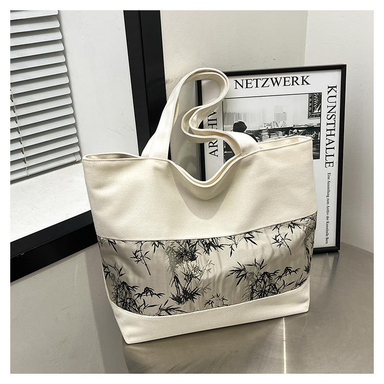 

Bag Handheld Girl Spring New Versatile Canvas Bag Large Capacity Tote Bag білий