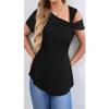 Plus Size Women Sexy Off Shoulder Oblique Collar Solid Color Short Sleeve Pullover Top
