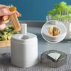 1 Stück automatische Zahnstocherbox zum Ausdrücken des Schildes, Zuhause, Weizenstroh, Zahnstocherhalter, Behälter, tragbarer Pop-up-Zahnstocherspender