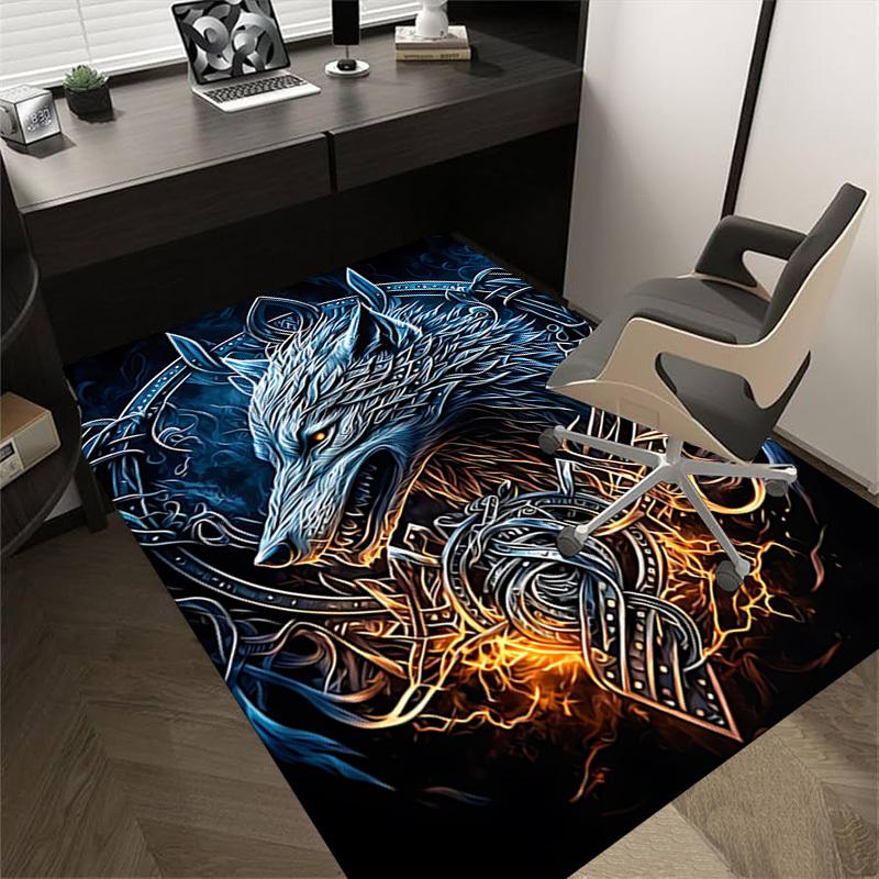 1pc Wolf Armor Themed Rug for Home Decor, Non-slip Office Carpet, Chair Mat, Outdoor Mat, Christmas and Halloween Gifts-0731035