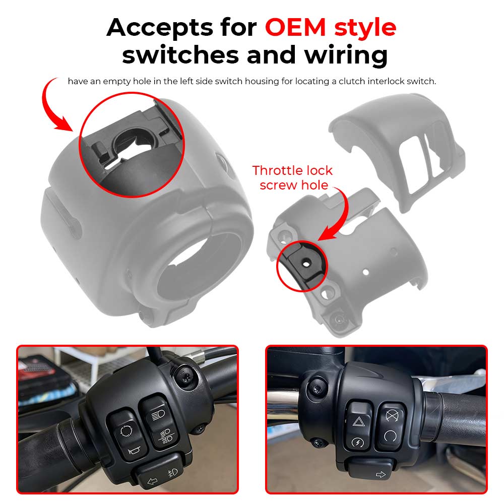 Motorcycle Handlebar Control Switch Housings Cover Kit Chrome Aluminum Accessory For Harley Davidson 2014-Later XL Dyna Softail