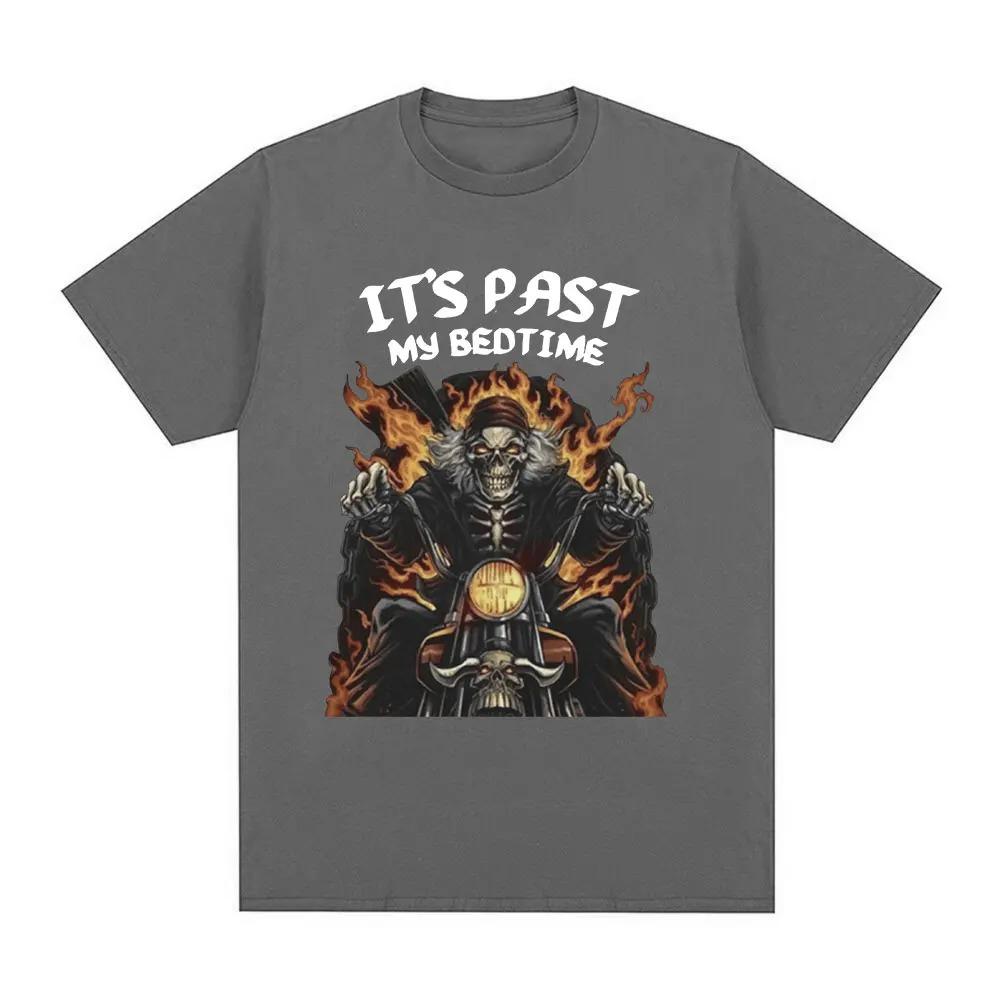 2024 Funny It's Past My Bedtime Skeleton Meme T-shirt Men Cotton Short Sleeve T Shirt Fashion Casual Vintage Oversized T-shirts