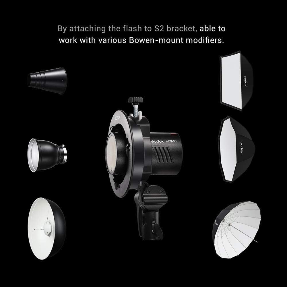 Godox AD100Pro 100Ws TTL HSS Pocket Lithium 360 Second Round Magnetic Flash Head 2.4G 1/8000s Flashlight, 7.2V/2600mAh Battery, Full-Power Flashes,