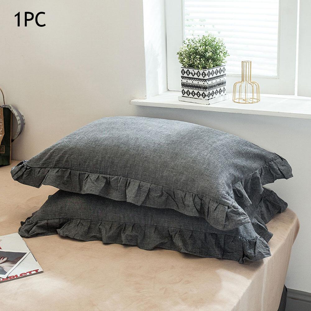 48x74cm Washed Cotton Pillowcase Home Bedding Super Soft Ruffled Pillow Cover With Envelope Closure Pillow Cases Home Decor