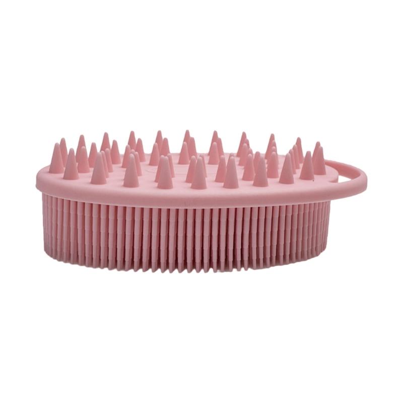 

Reusable Silicone Bath Brush With Hanging Hook For Effective Skin Cleansing розовый