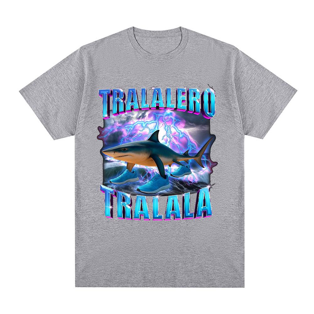 Tralalero Tralala Italian Brainrot Funny Shark Meme Graphic T-shirts Men's Women Clothing Fashion T Shirts Summer Cotton T Shirt