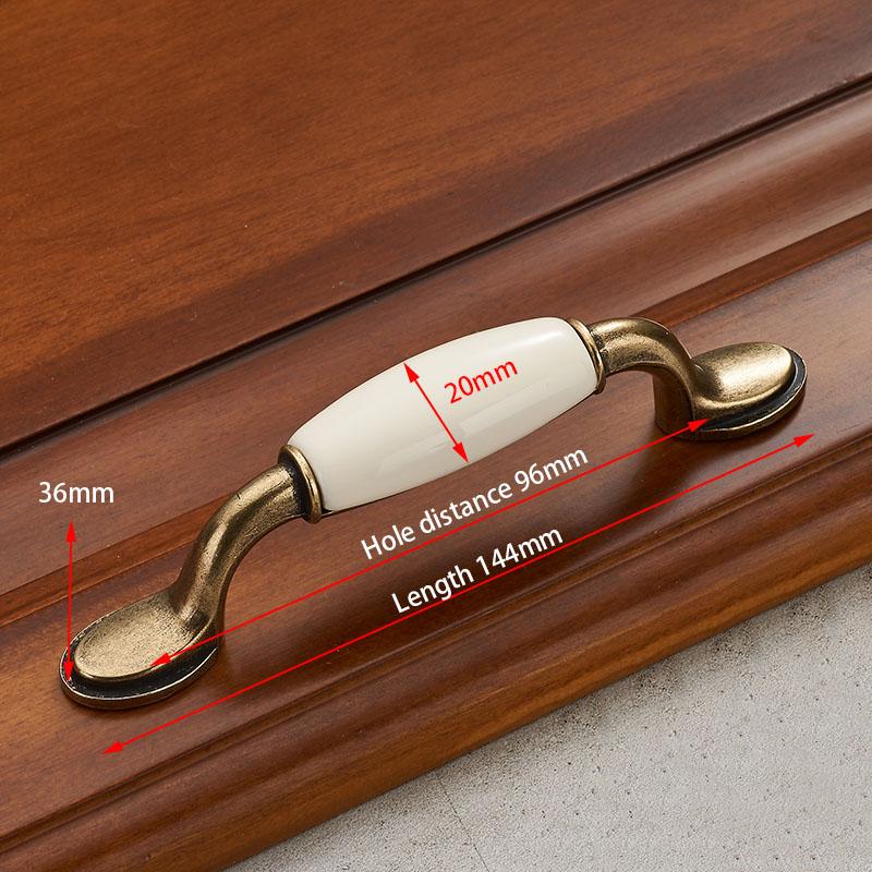 KAK Antique Bronze Ceramic White Cabinet Handles Zinc Alloy Drawer knobs Wardrobe Door Handle Simple European Furniture Hardware
