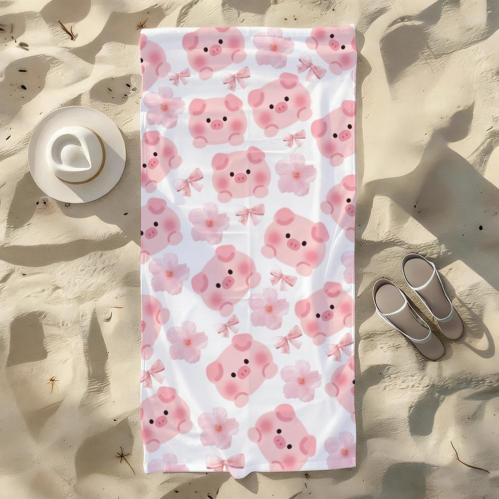 

Cute Pig Print Towel For Swim Yoga Gym Quick Drying Soft and skin-friendly Beach Towels All-Season W40*H60(CM)