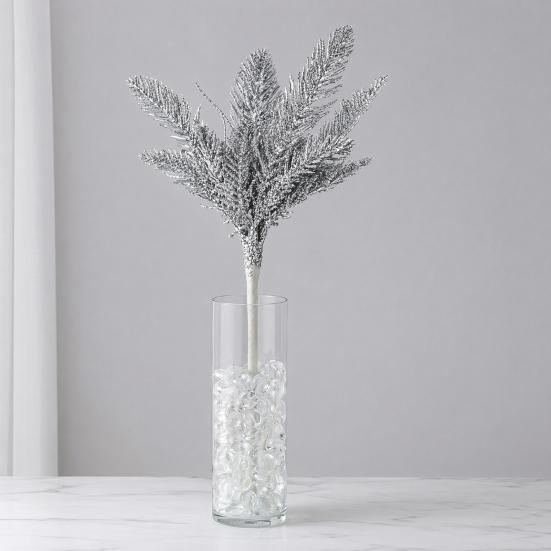 DYS Christmas Glitter Tree Filler Branches, Artificial Pine Needle Leaves Twig Picks for Xmas Ornaments, DIY Wreath Garland Decor
