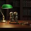 Elderly Couple Statue Brass Figurine with Bench MetalFinish for Couples, Desk