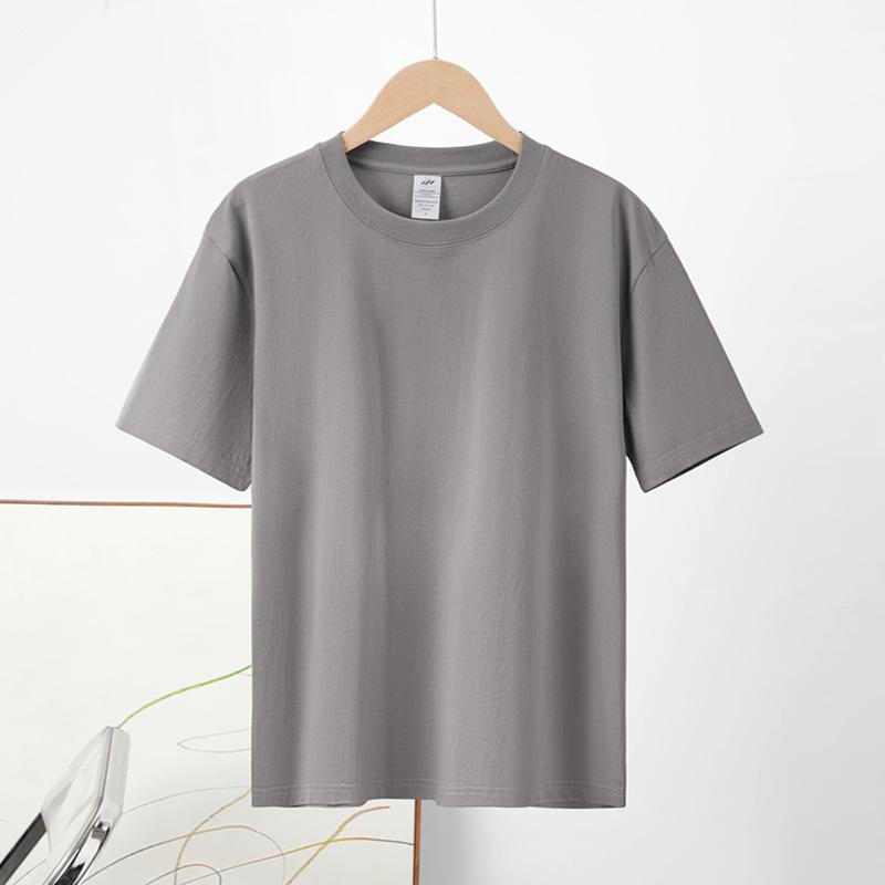 Kurzarm-T-Shirt aus reiner Baumwolle mit Rundhalsausschnitt für Damen, einfarbig, halbärmeliges Basis-T-Shirt