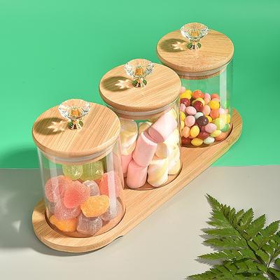 3 Stück 400 ml Vorratsdosen aus Glas für Bonbondosen mit Gummiband, geeignet zur Aufbewahrung von Snacks und Gewürzen für den täglichen Bedarf im Haushalt