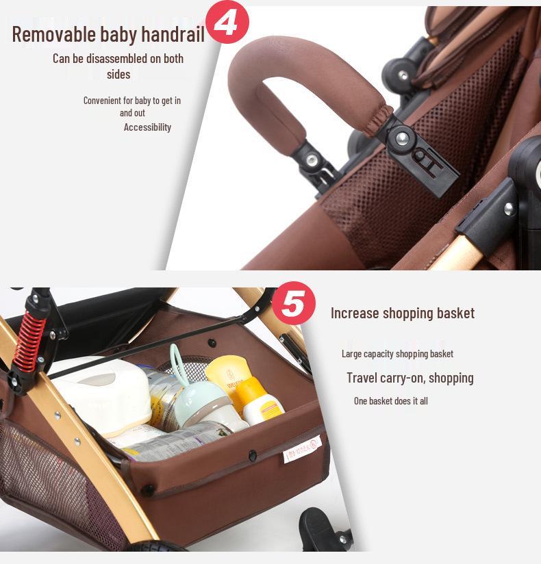 Reversible High Landscape 3-in-1 Baby Stroller with Reclining Seat and Shock Absorption