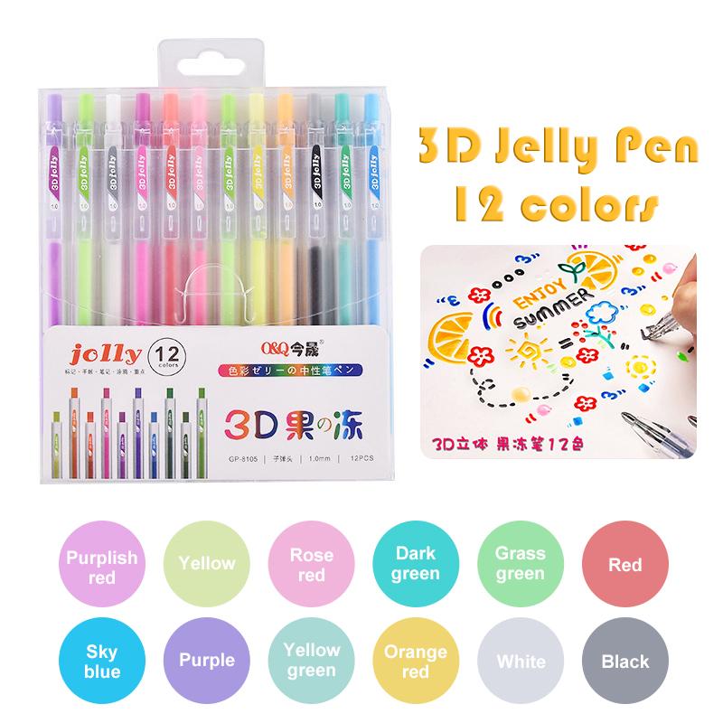 3D Three-dimensional Jelly Pen Color Gel Pen Student Cute Pen DIY Multi-color Painting Pen Graffiti Ceramic Metal Glass Nail Pen