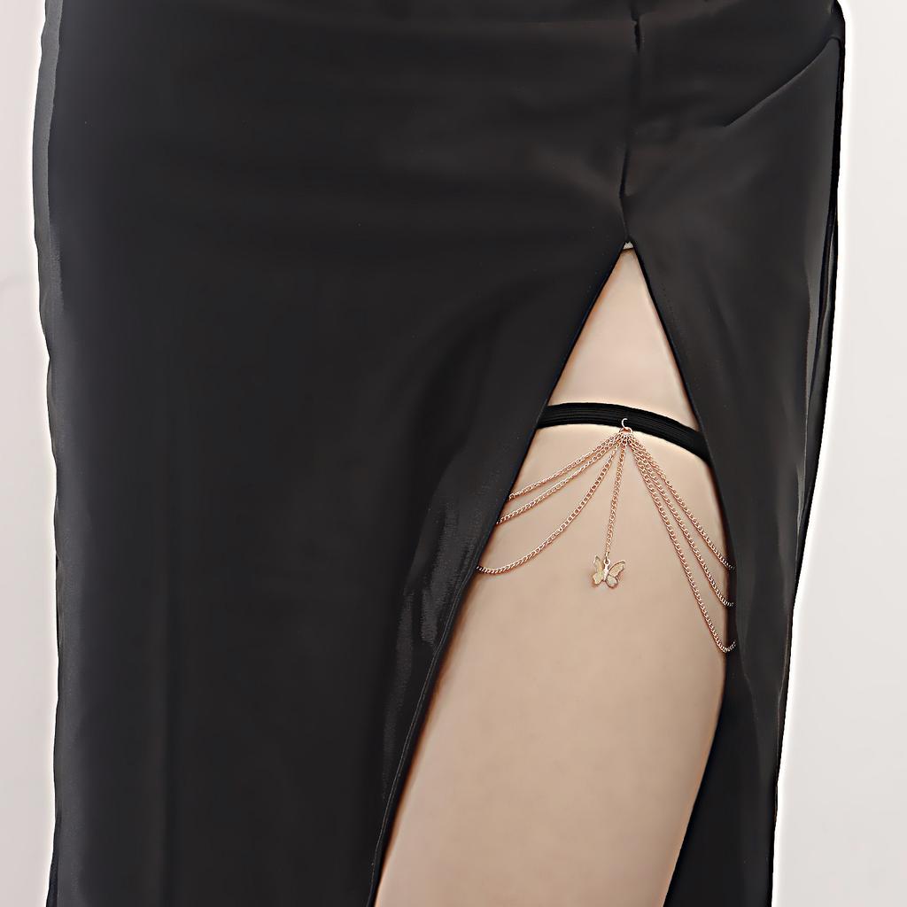 Europe, America, Street Tide Multi-layer Butterfly Tassel Chain Thigh Accessories Women, Summer Casual Sexy Body Chain