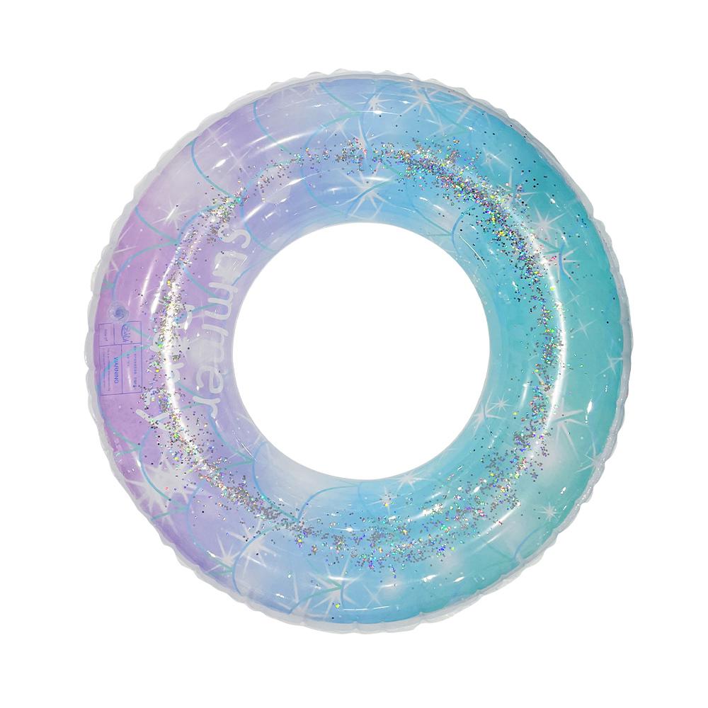 1Pc Sequin Starry Sky Swimming Ring Thickened Pvc Inflatable Swim Circle For Beach Pool Parties