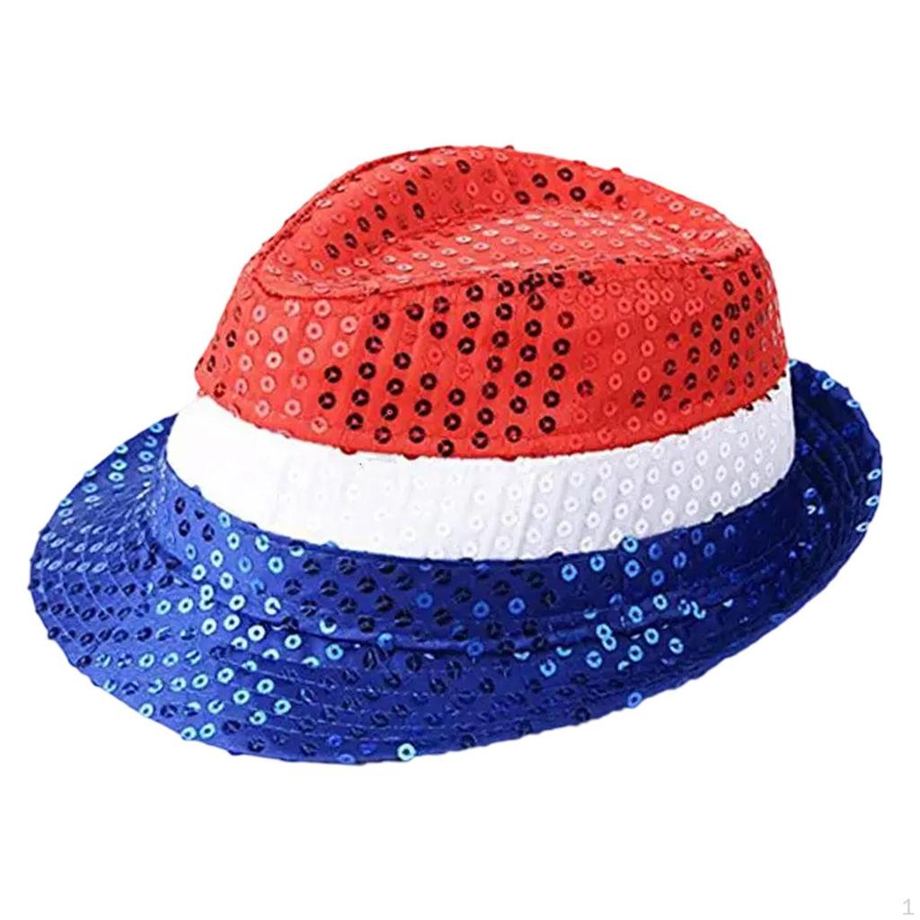 Hut zum 4. Juli Bequem Stilvoll Glänzend Disco-Kappe Ausgefallen Party Pailletten Fedora