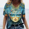 Funny 3D Beauty Pattern Women's T-Shirts Fashion V-neck Short Sleeve Top Summer Street Hip Hop Tee Fashion Loose Female Clothing