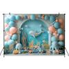 Mocsicka Whale Photography Backdrop Underwater Octopus Starfish Balloons Decors Backgrounds Baby Birthday Photo Studio Wallpaper