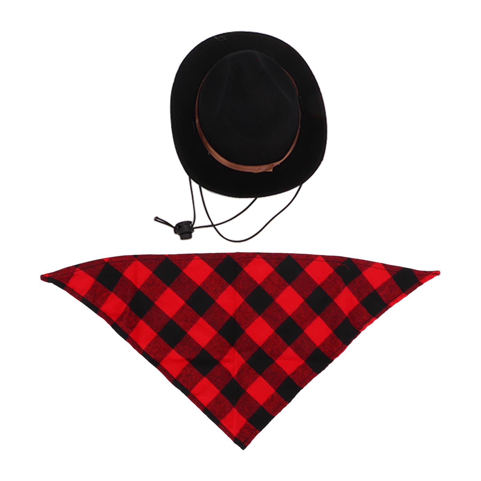 

Ковбойская шляпа и шарф для собак, регулируемый ковбойский костюм для домашних животных, комплект для ролевых игр на Хэллоуин(черный