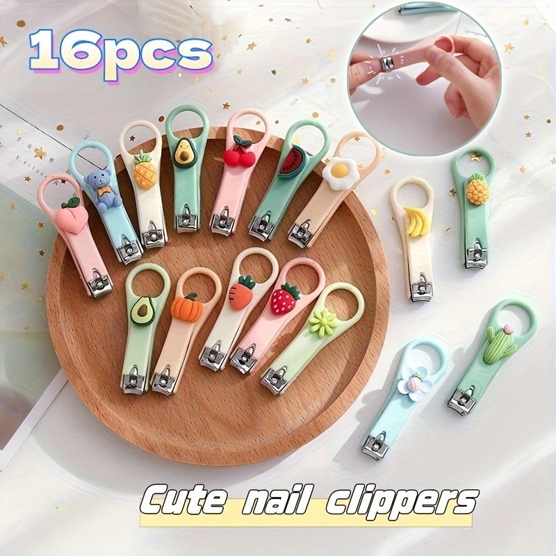 

16pcs of cute and creative nail clippers,portable foldable pedicure and nail art tools,colorful mini nail clippers, party gifts