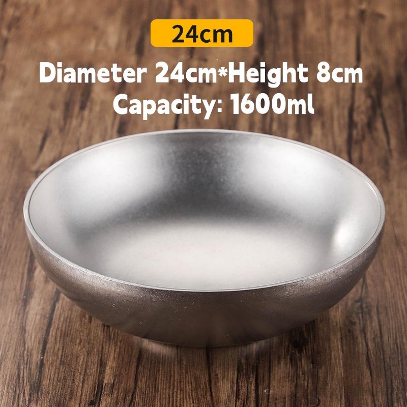 Vintage Nostalgic Stainless Steel Ramen Bowl Double Layer Dough Bowl Mixed Noodle Rice Soup Bowl Salad Bowl Cold Noodle Bowl