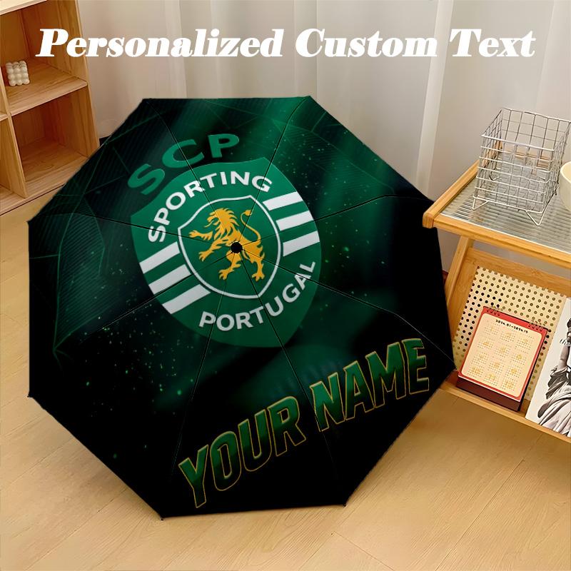 8 Rib Auto Folding Umbrella Sporting CP Print Custom Name Text Portable Rain Gear
