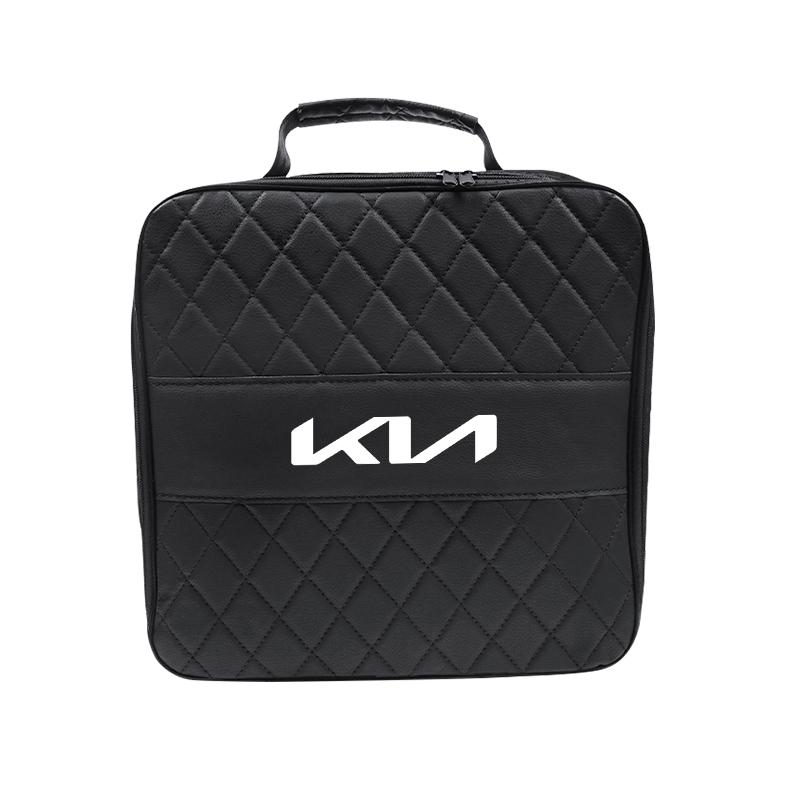 AQT2 Car Trunk Storage Bag Leather Charging Cable Sundries Organizer For KIA RIO K5 K9 Sorento Ceed Stinger Niro Soul EV6 EV9 Stonic