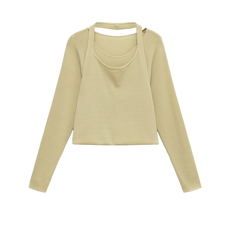 Kaslead New Women Clothes European and American Style Fashion Wear Round Neck Long Sleeve Knitted Top 2893172