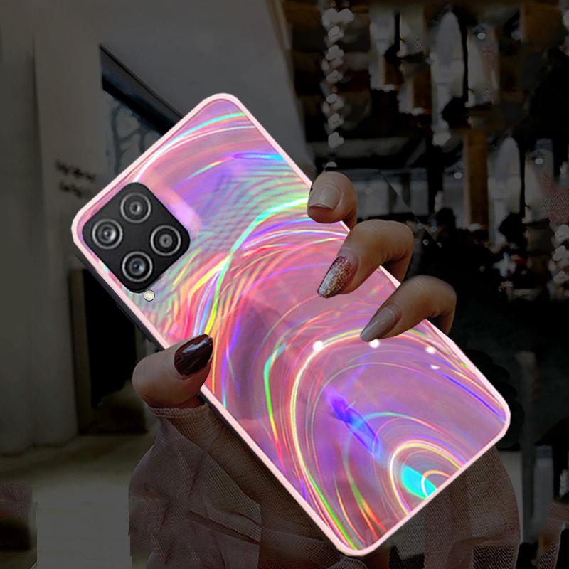 For Samsung M32 Case Luxury Bling Rainbow Mirror Soft Back TPU Cover For Samsung Galaxy M32 4G 5G Glitter Phone Case for Samsung M 32 Shockproof Cases