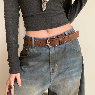 Versatile Women Maillard Waist Belt Luxury Design Jeans Belt Rivet Waistband  Coat Skirt Decoration