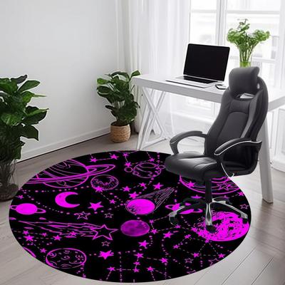 1pc Cosmic Pattern Carpet, Round Non Slip Durable Large Size Office Carpet, Suitable for Office