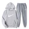 Suéter de fleece cruzado para homens e mulheres, dois conjuntos esportivos casuais, moletom com capuz de marca da moda, calças de moletom estampadas