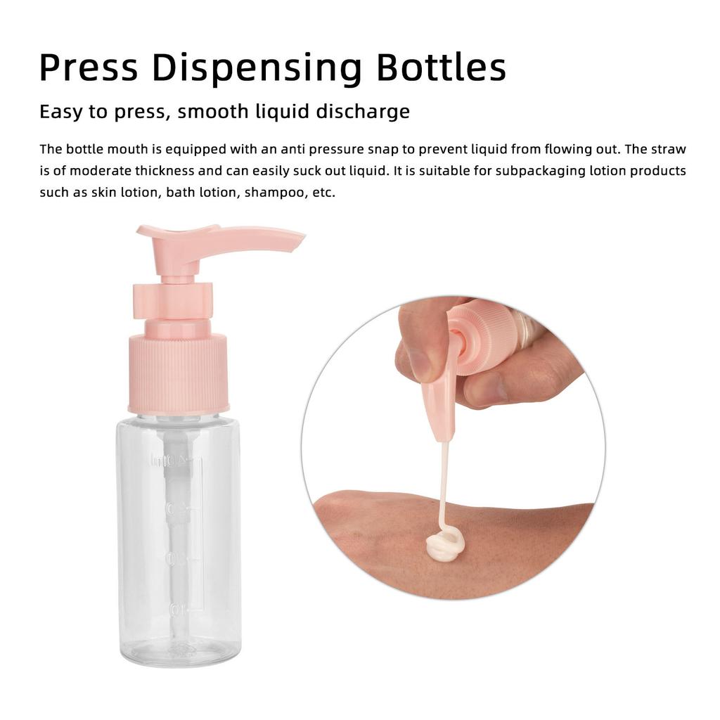Travel Bottles Kit Clear Leakage Proof Empty Portable Toiletry Containers Set for Lotion Cream Shampoo Pink