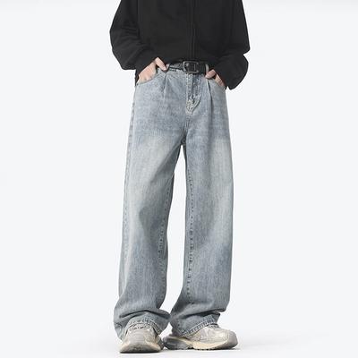 Spring and Autumn New Jeans Loose Straight Retro Wide Leg Pants