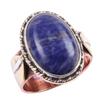 Natural Sodalite Gemstone Handmade 925 Sterling Silver Two Tone Ring Size 6 h8H75