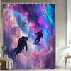 Space Surfing Astronauts Waterproof Mildew-Resistant Shower Curtain - Futuristic Design for a Cosmic Bathroom Décor Experience