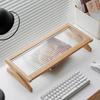 Longhong Adjustable Glass Monitor Stand Desktop Screen Riser Office Display Shelf Organizer Modern Workspace Storage Rack