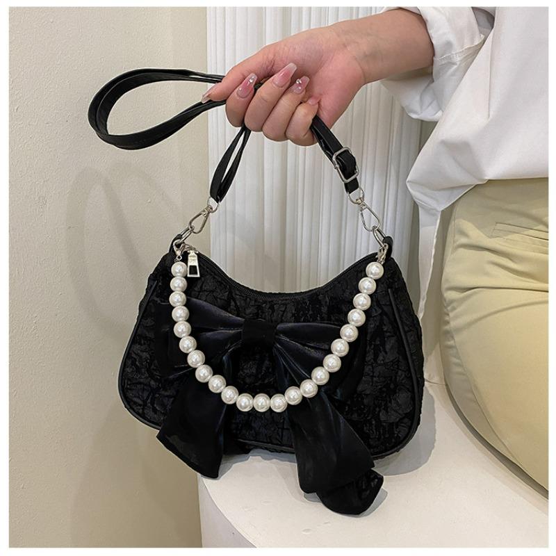 2026 Trendy Niche Bow Handbag for Women Summer New Fashi Pearl Underarm Bag Versatile Shoulder Bag