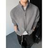 Men's Double Zipper Stand Collar Cardigan Sweater - Trendy Autumn/Winter Knit Outerwear 2025