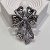 French Style Bow Brooch Vintage Black Brooch Exquisite Fully-rhinestone Pin  Western-style Clothes