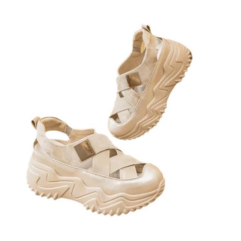 Spring and summer new women's shoes heightened thick-soled hollow broadband student Korean version fashionable breathable muffin bottom sports single