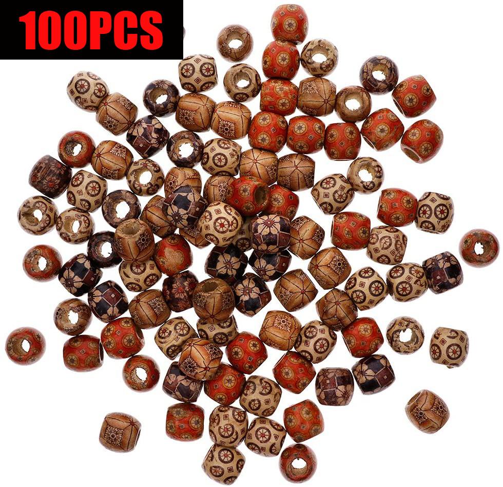 

10mm Natural Painted Wood Beads Round Loose Wooden Bead Bulk for Jewelry Making Hair DIY Bracelet Necklace Mix Color