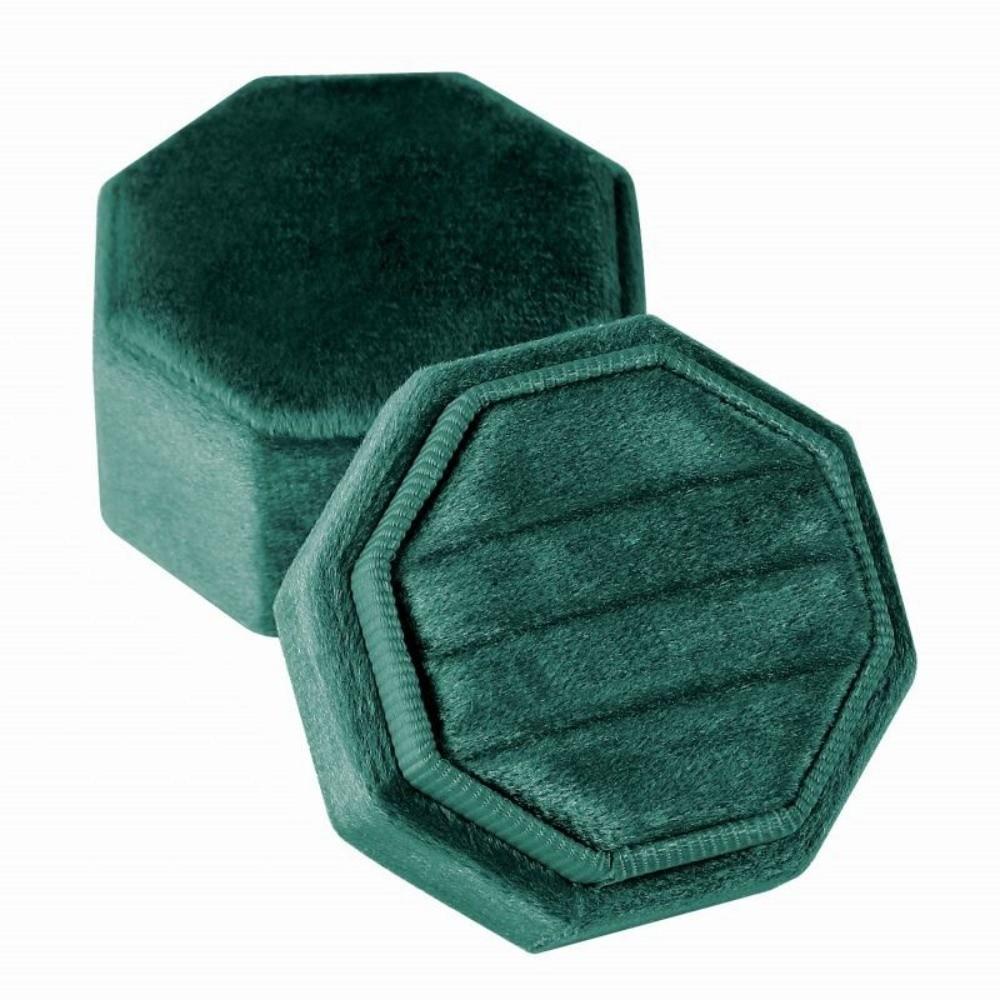 Octagonal Three Slot Rings Holder Dustproof Engagement Rings Storage Box for Couples